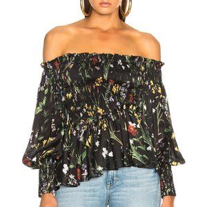 ALEXIS ELSA TOP BOTANICAL RED OFF THE SHOULDER TOP BLOUSE